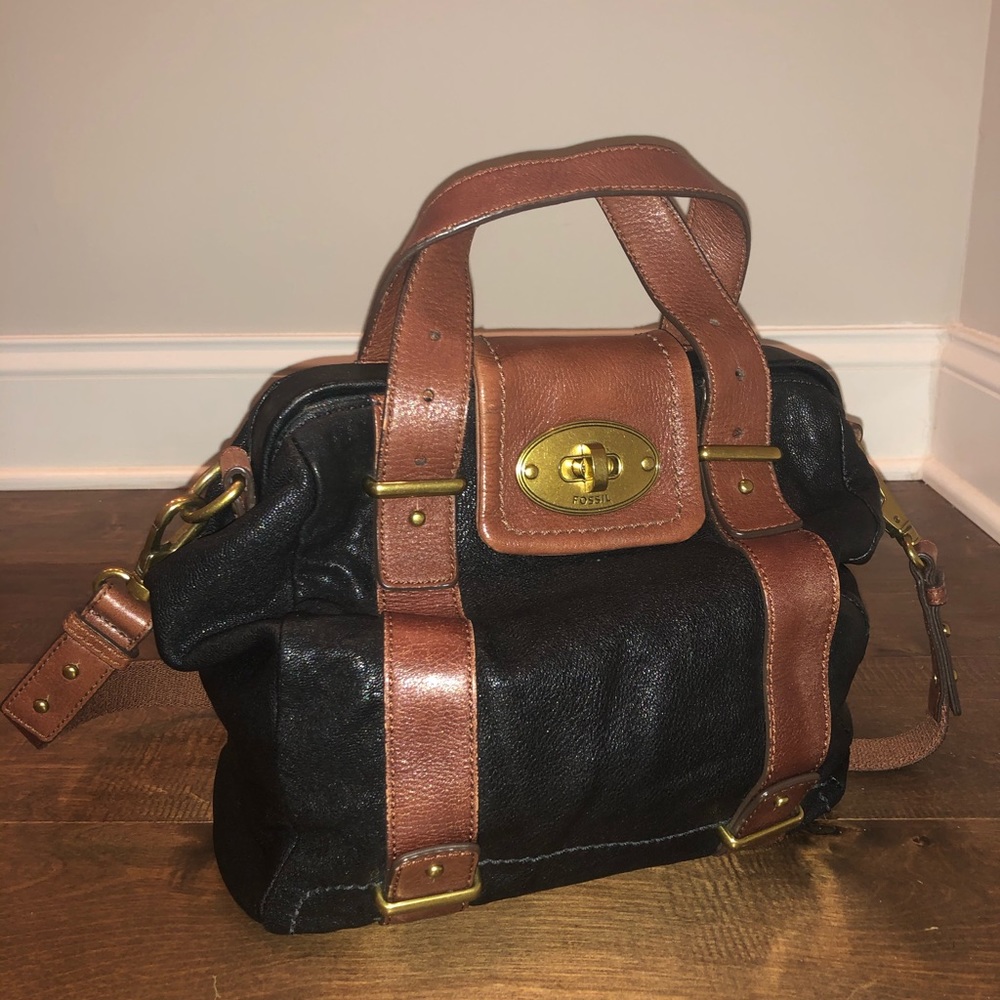 Fossil leather fold top purse